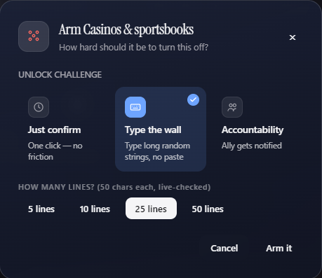 Choosing how hard a category is to unlock